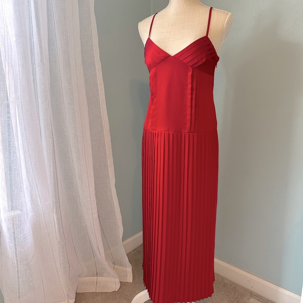 Rebecca Taylor Sateen Pleated Slip Dress